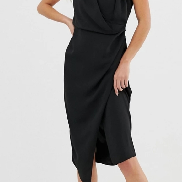 ASOS DESIGN Wrap Front Midi Dress - (Sz 4) - Picture 2 of 3